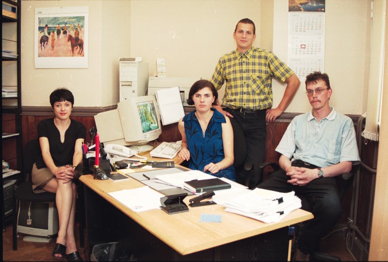 LU Informācijas daļas darbinieki. No kr.: Elīna, Zane, Juris un Māris.