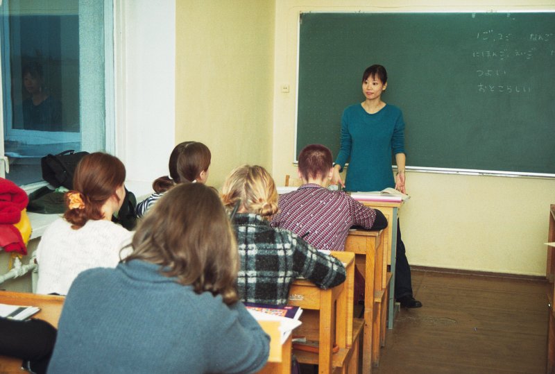 Lekcija LU Moderno valodu fakultātes Orientālistikas katedrā pie pasniedzējas Josino Jamamoto (Yoshino Yamamoto). null