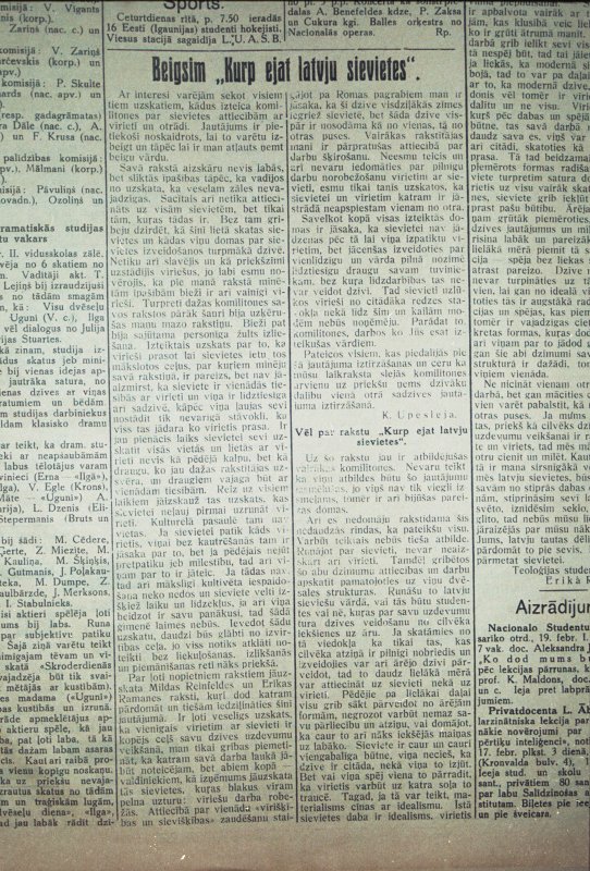 Fragments no laikraksta 'Students' 1922. gada 13. decembra numura. null