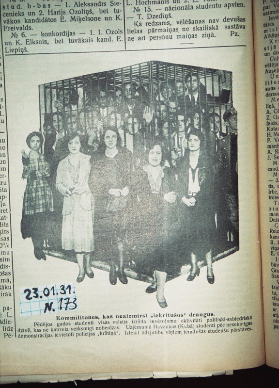 Fragments no laikraksta 'Students' 1931. gada 23. janvāra numura. null