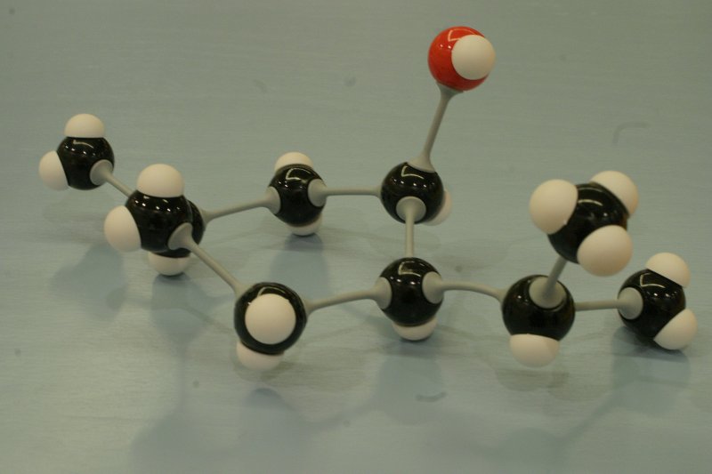 Izstāde 'DNS 50” LU muzeja izstāžu zālē. Mentola molekulas modelis.