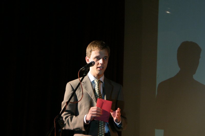 Latvijas Studentu apvienības rīkotā “Studentu Gada balvas” pasniegšanas ceremonija. LSA ex-prezidents Ēriks Samulis.