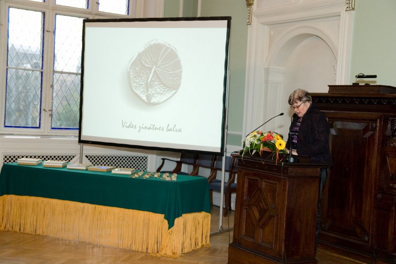 'Vides zinātnes balvas 2008' pasniegšanas ceremonija. Prof. Dagnija Blumberga, Vides zinātnes un izglītības padomes priekšsēdētāja.