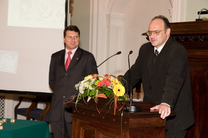 'Vides zinātnes balvas 2008' pasniegšanas ceremonija. Pirmās vietas ieguvējs nominācijā 'Vides zinātnieks' asoc. prof. Ivars Kudreņickis.