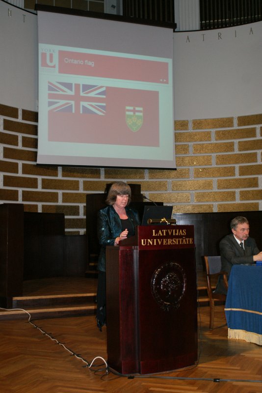 Konference 'University in a small country and global world'. Prof. Šeila Embltone (Sheila Embleton, Research Professor of Linguistics in the Department of Languages, Literatures and Linguistics, Faculty of Liberal Arts & Professional Studies, at York University, Toronto, Canada).