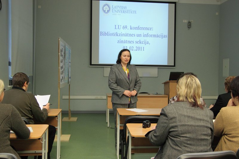 LU 69. konference: Bibliotēkzinātnes un informācijas zinātnes sekcija. LU Bibliotēkas direktore Iveta Gudakovska.