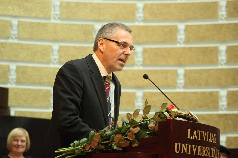 Latvijas Universitātes 92. gadadienai veltīta LU Senāta svinīgā sēde. Profesors Johanness Karls Kaspars Beks.