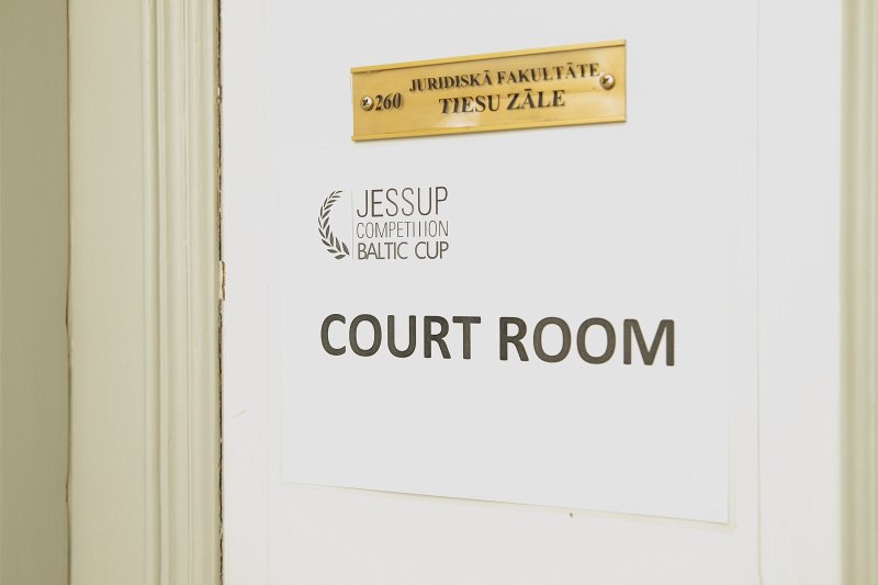 'Jessup International Moot Court Competition' tiesu izspēles Baltijas kausa izcīņa Latvijas Universitātes Juridiskajā fakultātē. null