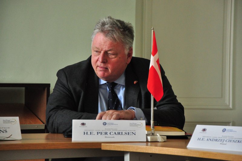 Apaļā galda diskusijas «ES - Kanāda - Baltijas valstis - Austrumu partnerība». Dānijas vēstnieks Latvijā Pers Karlsens (Per Carlsen).