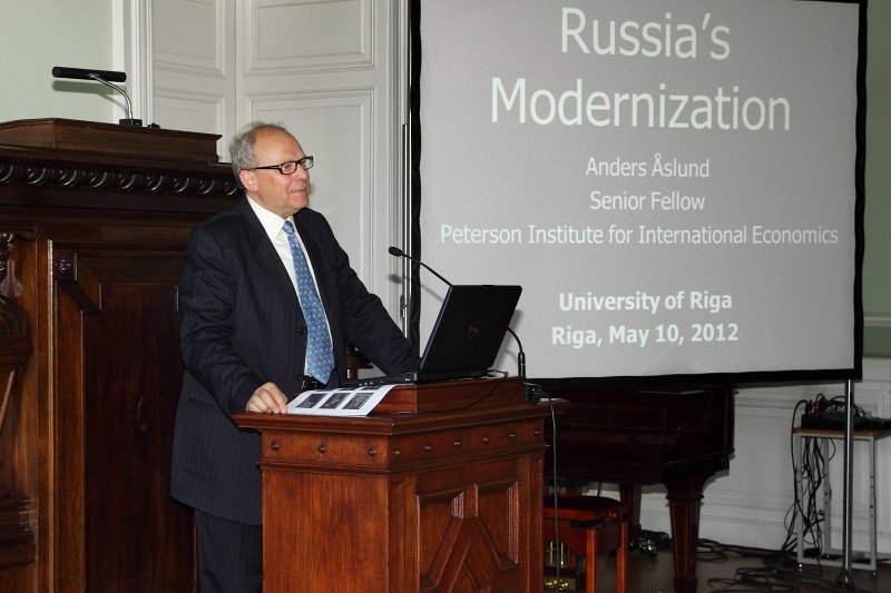 Publiskā lekcija «Ko varam sagaidīt no Krievijas pēc Putina atgriešanās?» 
(lektors - ASV Pītersona starptautiskās ekonomikas institūta vadošais pētnieks Anderss Oslunds (Anders Åslund). null