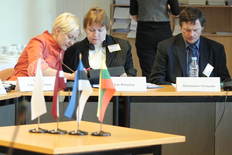 Baltijas Asamblejas Izglītības, zinātnes un kultūras komitejas un Ekonomikas, enerģētikas un inovācijas komitejas seminārs par «Ilgtspējīgu un integrētu Baltijas pētniecības un inovācijas vidi», kura laikā tiek skatīta arī BIRTI projekta virzība. No kreisās: 
Baltijas Asamblejas ģenerālsekretāre Marika Laizāne Jurkāne; 
Ene Ringelepa (Ene Rõngelep); 
Skirmantas Strimaitis.