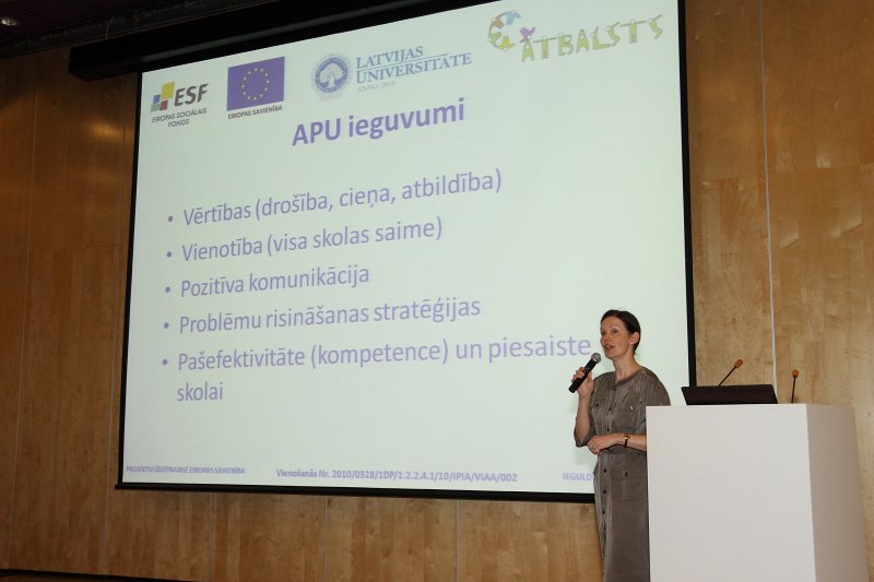 ESF projekts «Atbalsta programmu izstrāde un īstenošana sociālās atstumtības riskam pakļauto jauniešu atbalsta sistēmas izveidei» (Vienošanās Nr.2010/0328/1DP/1.2.2.4.1/10/IPIA/VIAA/002). 4.9. aktivitātes seminārs (viesnīcā «Radisson Blu Hotel Latvija»). Latvijas Universitātes Pedagoģijas, psiholoģijas un mākslas fakultātes docente Baiba Martinsone.