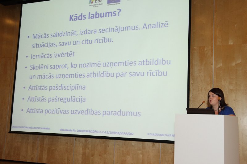 ESF projekts «Atbalsta programmu izstrāde un īstenošana sociālās atstumtības riskam pakļauto jauniešu atbalsta sistēmas izveidei» (Vienošanās Nr.2010/0328/1DP/1.2.2.4.1/10/IPIA/VIAA/002). 4.9. aktivitātes seminārs (viesnīcā «Radisson Blu Hotel Latvija»). Dr. Paed. Dita Nīmante.