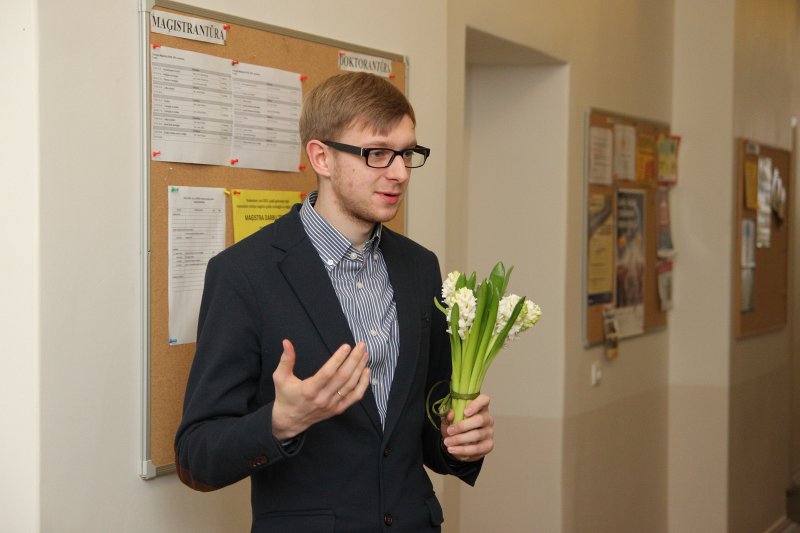 Latvijas Universitātes Teoloģijas fakultātes studentu, LU Fonda stipendiātu izstādes atklāšana. Oskars Smoļaks.