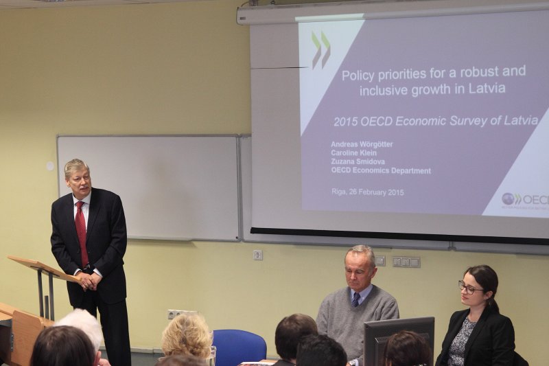 Ekonomikas sadarbības un attīstības organizācijas (OECD) publiskā lekcija par Latvijas Ekonomikas pārskata ziņojumu. null