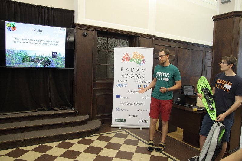 Latvijas Universitātes komandas piedalās konkursa «Radām novadam» finālā ('Altum' konferenču zālē, Doma laukumā 4). Komandas 'Purva bridēji' prezentācija.