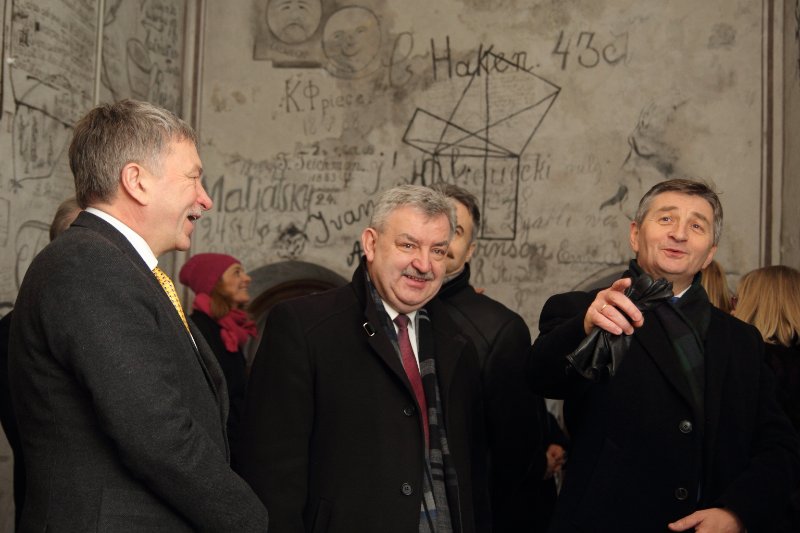 Polijas Republikas Seima priekšsēdētājs Mareks Kuhčiņskis (Marek Kuchciński) apmeklē vēsturisko karceri Latvijas Universitātē. null