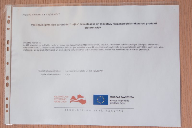 Projekts «Vaccinium ģints ogu pārstrāde: «zaļās» tehnoloģijas un inovatīvi, farmakoloģiski raksturoti produkti biofarmācijai (BerriesPro)». null