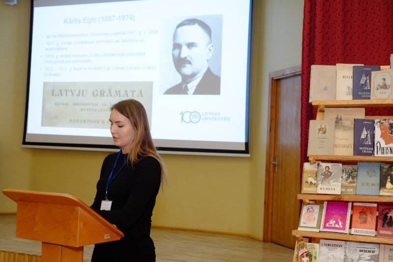 Ivana Turgeņeva 200. jubilejai veltīta starptautiska konference Latvijas Universitātes Akadēmiskajā bibliotēkā. LU Akadēmiskās bibliotēkas nodaļas vadītāja Linda Eltermane.