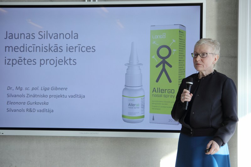 Latvijas Universitātes 77. starptautiskās zinātniskās konferences sesija «Latvijas Universitāte: Zinātne industrijas attīstībai». SIA 'Silvanols' zinātnisko projektu vadītāja Līga Gibnere.