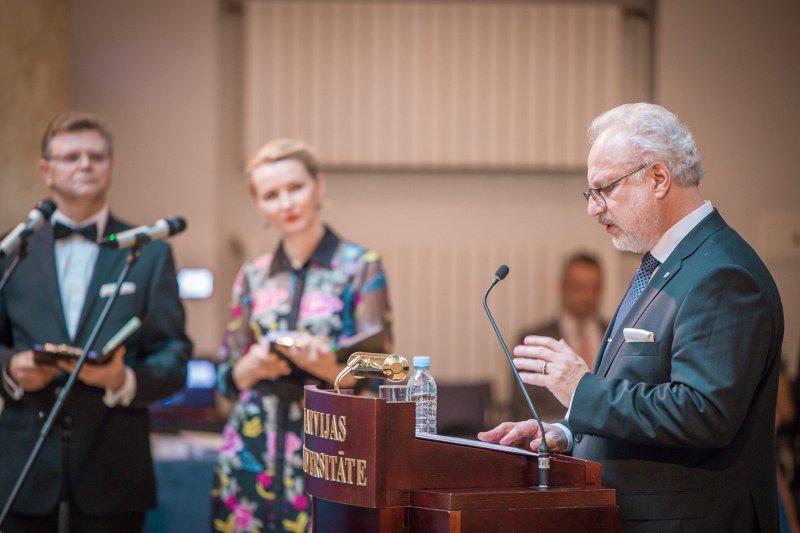 Latvijas Universitātes Juridiskās  Fakultātes simtgades  svinību ceremonija. Latvijas Valsts prezidents Egils Levits.