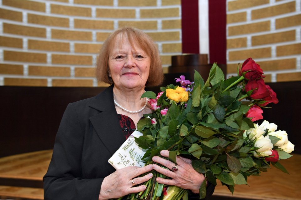 Latvijas Universitātes senioru jubilāru sveikšana. null