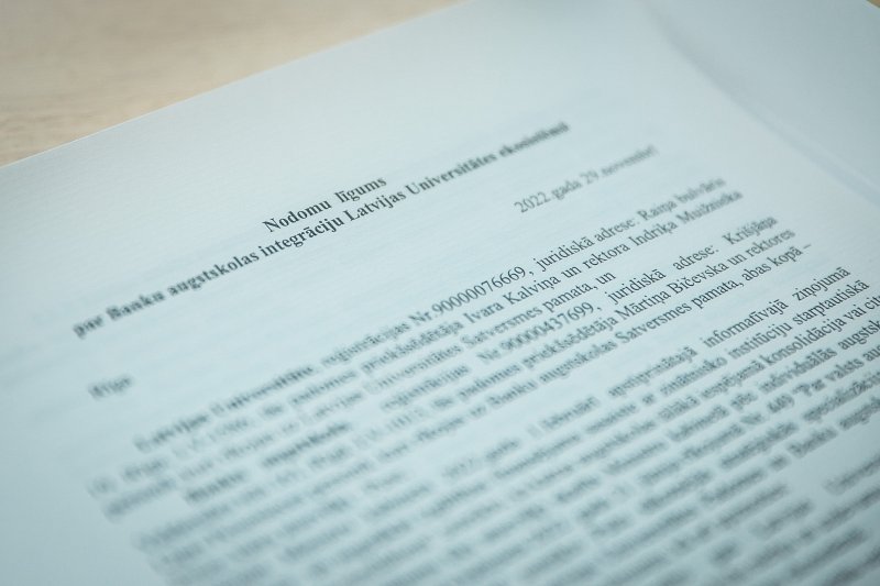 Nodomu līguma par Banku augstskolas integrāciju Latvijas Universitātes ekosistēmā parakstīšana. null