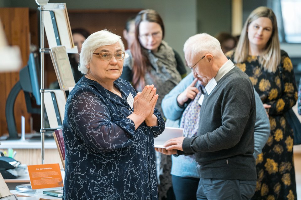 Jāņa Endzelīna 150. jubilejai veltītas izstādes «Jānim Endzelīnam 150» atklāšana Latvijas Universitātes Humanitāro zinātņu bibliotēkā. null