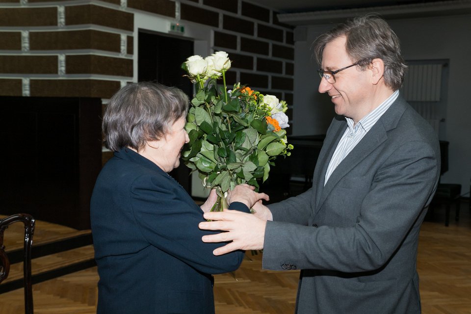 Latvijas Universitātes senioru jubilāru sveikšana. null