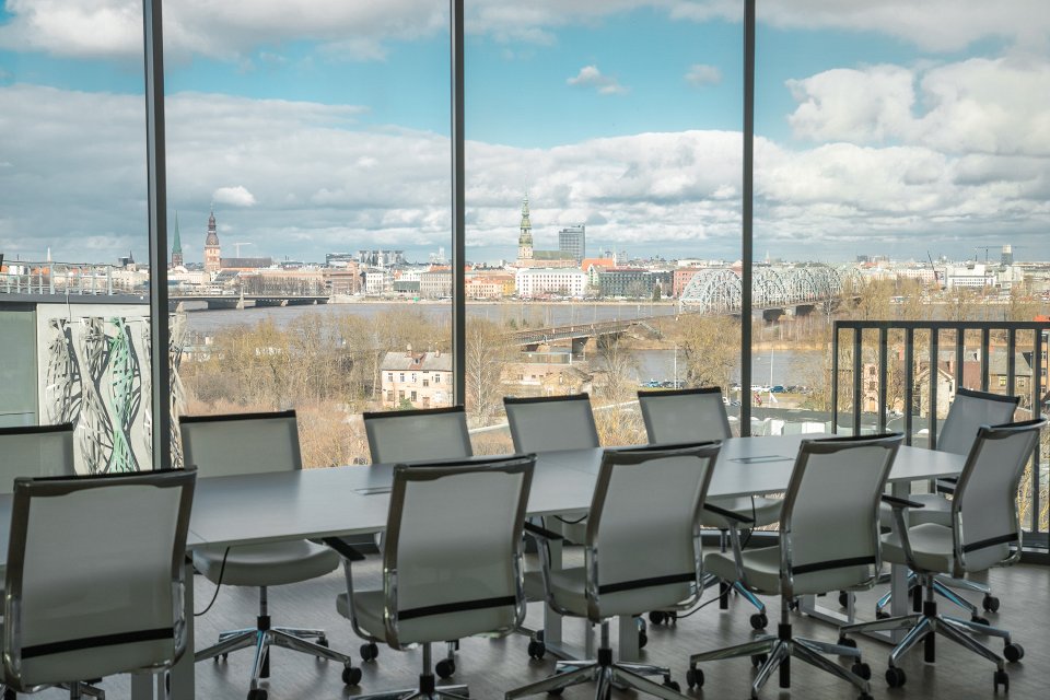 Skats uz Rīgu no Latvijas Universitātes Zinātņu mājas 801. auditorijas. null