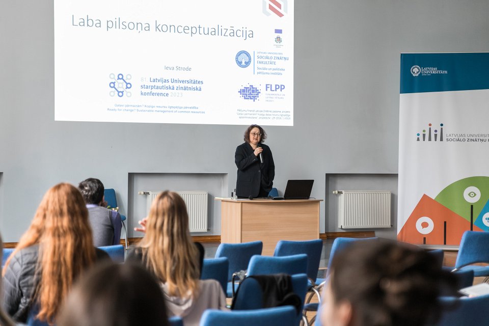 Latvijas Universitātes 81. starptautiskās zinātniskās konferences sekcija «Gatavi pārmaiņām? Kopīgo resursu ilgtspējīga pārvaldība». Ieva Strode.